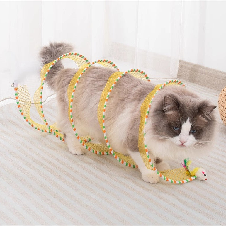Interactive Feather & Bell Cat Tunnel Toy