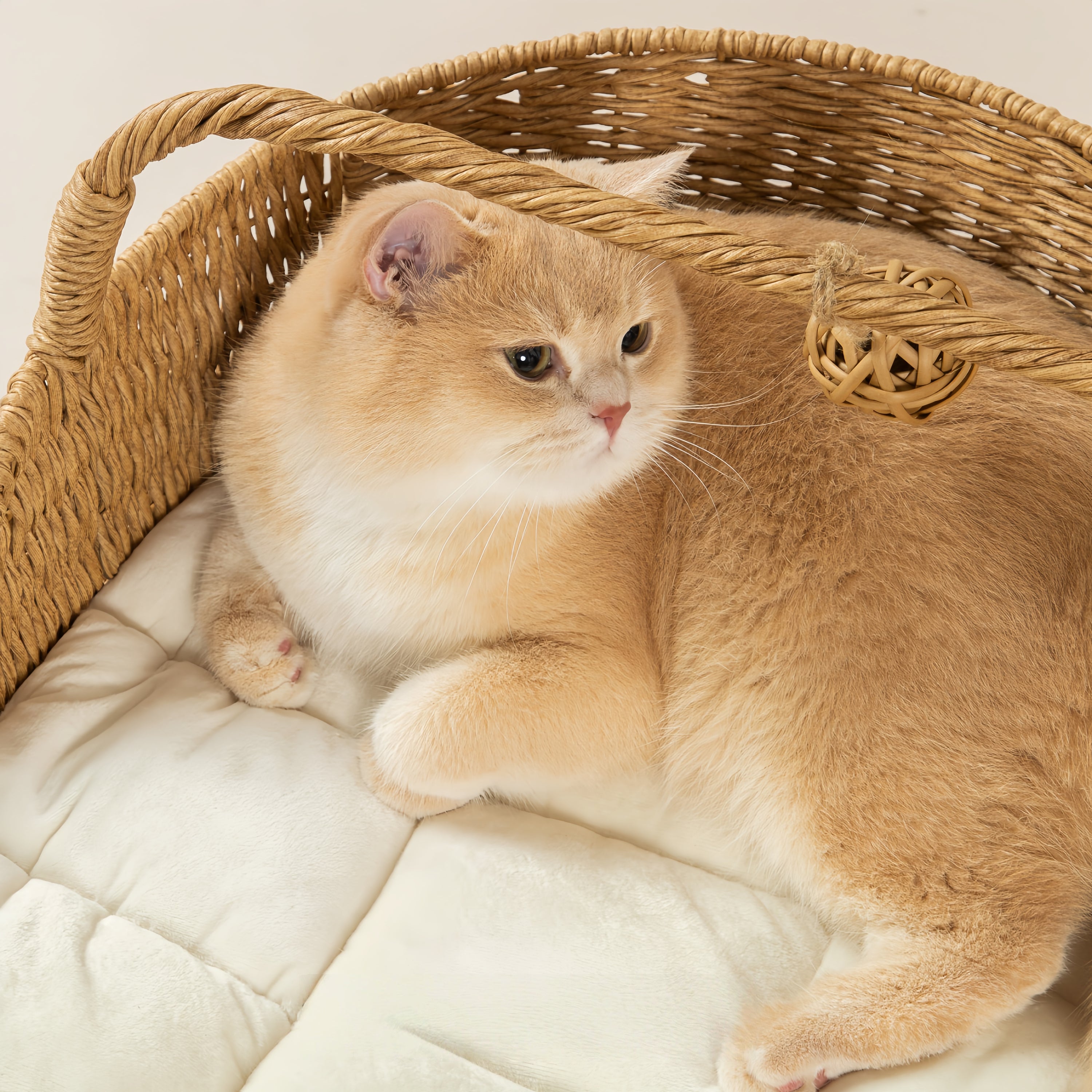 Rolo Handmade Cat Rocking Bed with Cushion & Play Ball