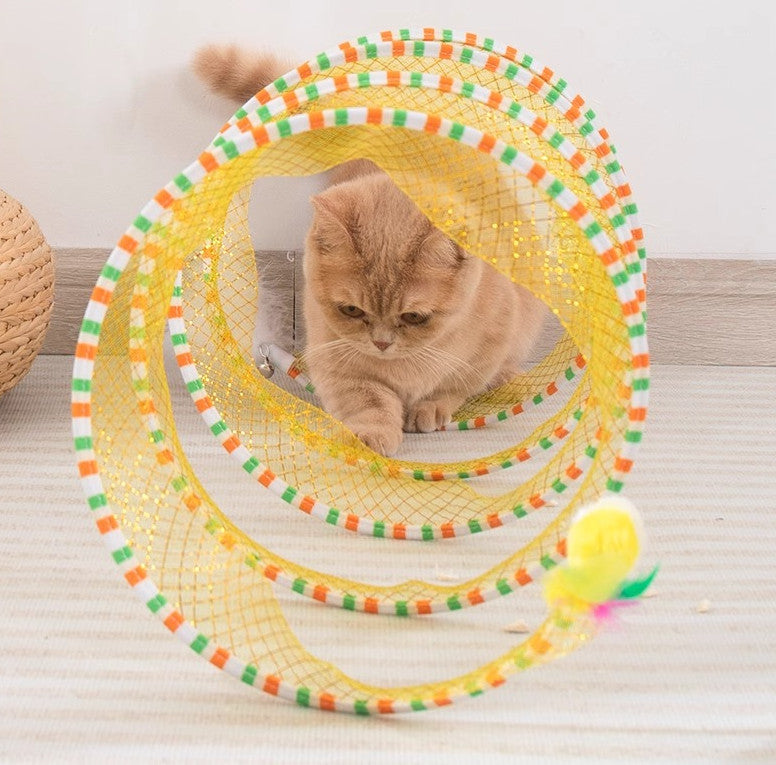 Interactive Feather & Bell Cat Tunnel Toy