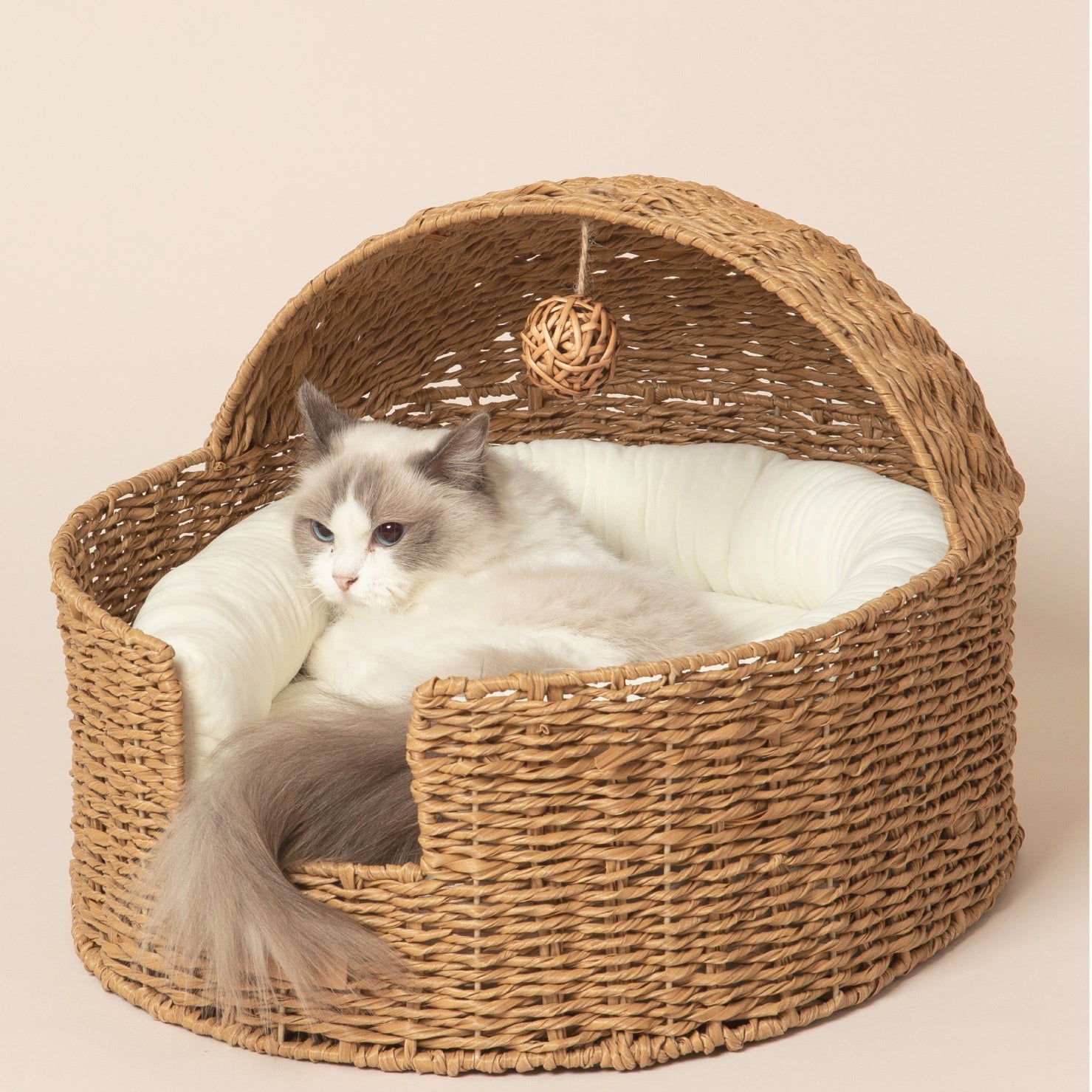 Nido Handwoven Cat Cradle Bed with Cushion & Play Ball