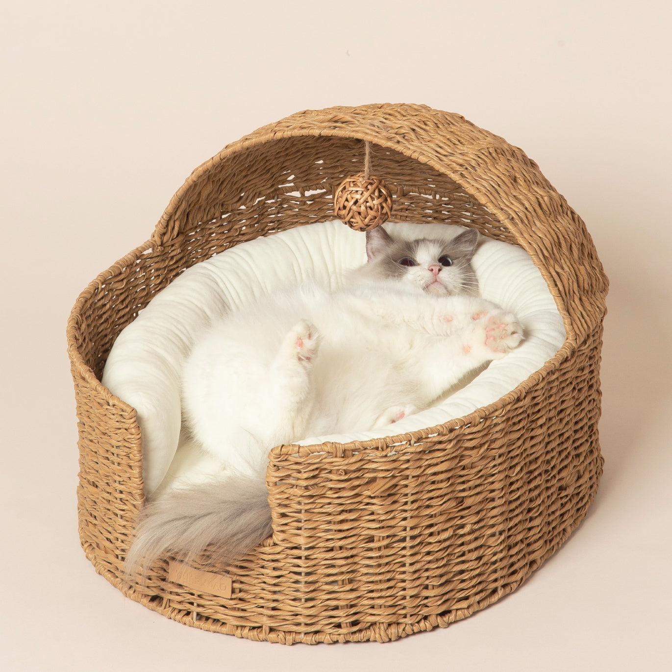 Nido Handwoven Cat Cradle Bed with Cushion & Play Ball