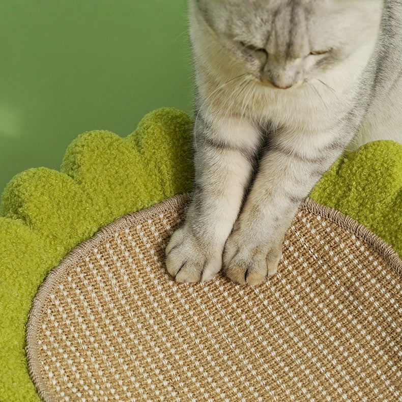 Plush Cactus Cat Bed with Scratcher Pad