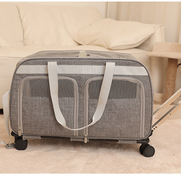 Dual-Compartment Rolling Cat Travel Carrier