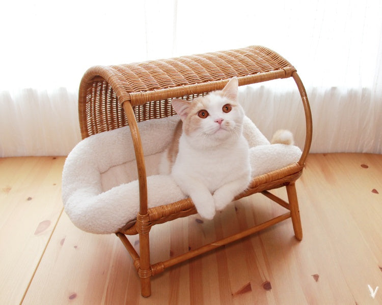Raffa Handwoven Cat Bed with Removable Cushion