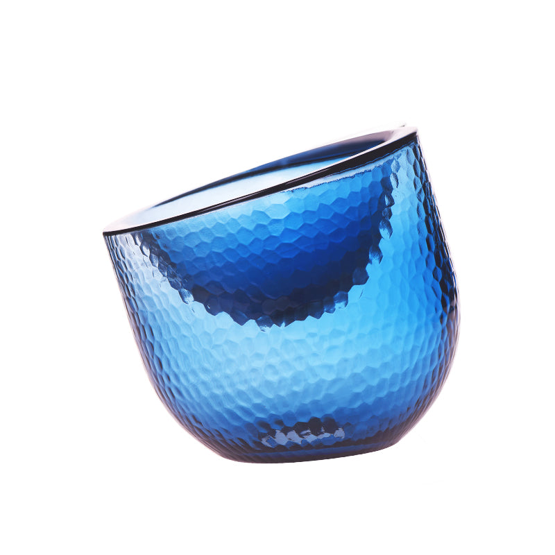 Artisan Tilted Glass Pet Bowl cat bowl in Cuna Sky by Bigeeo