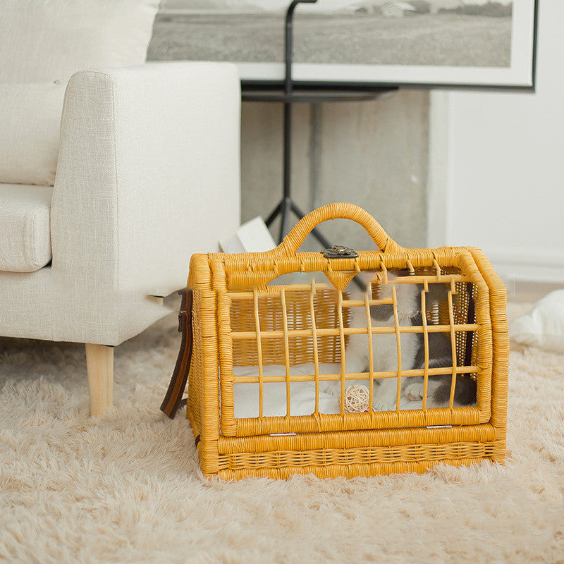 Handwoven Wicker Cat Backpack Carrier