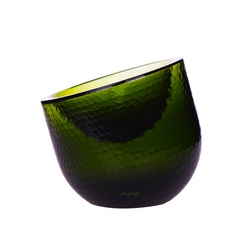 Artisan Tilted Glass Pet Bowl cat bowl in Green by Bigeeo