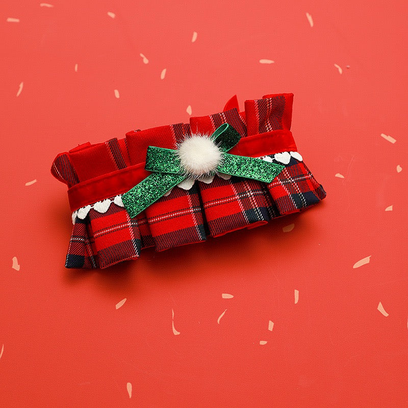 Christmas Red Plaid Cat Outfit – Dress & Hat Set
