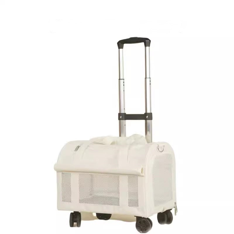 Double-Decker Rolling Pet Carrier with Detachable Design