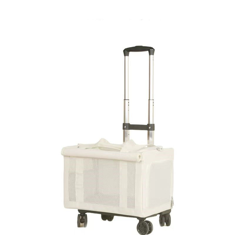 Double-Decker Rolling Pet Carrier with Detachable Design