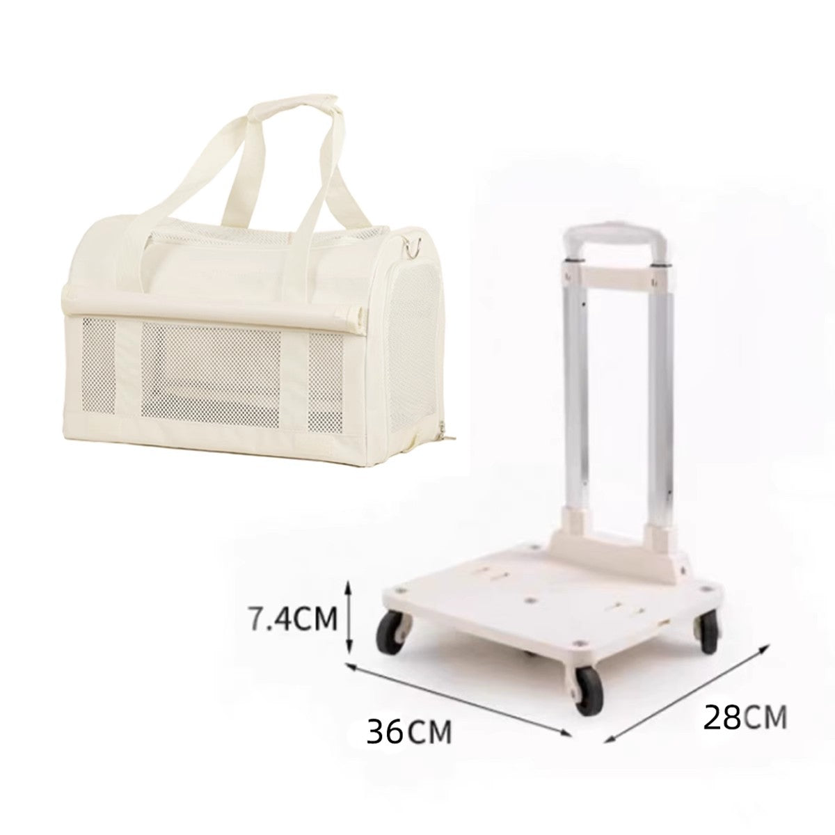 Double-Decker Rolling Pet Carrier with Detachable Design