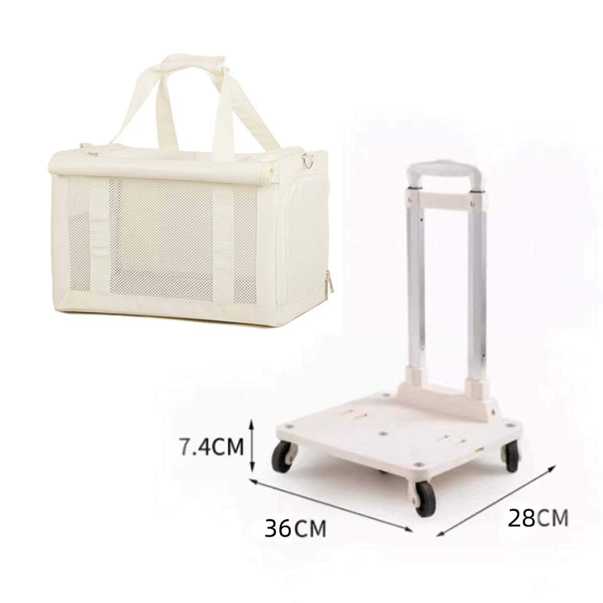 Double-Decker Rolling Pet Carrier with Detachable Design